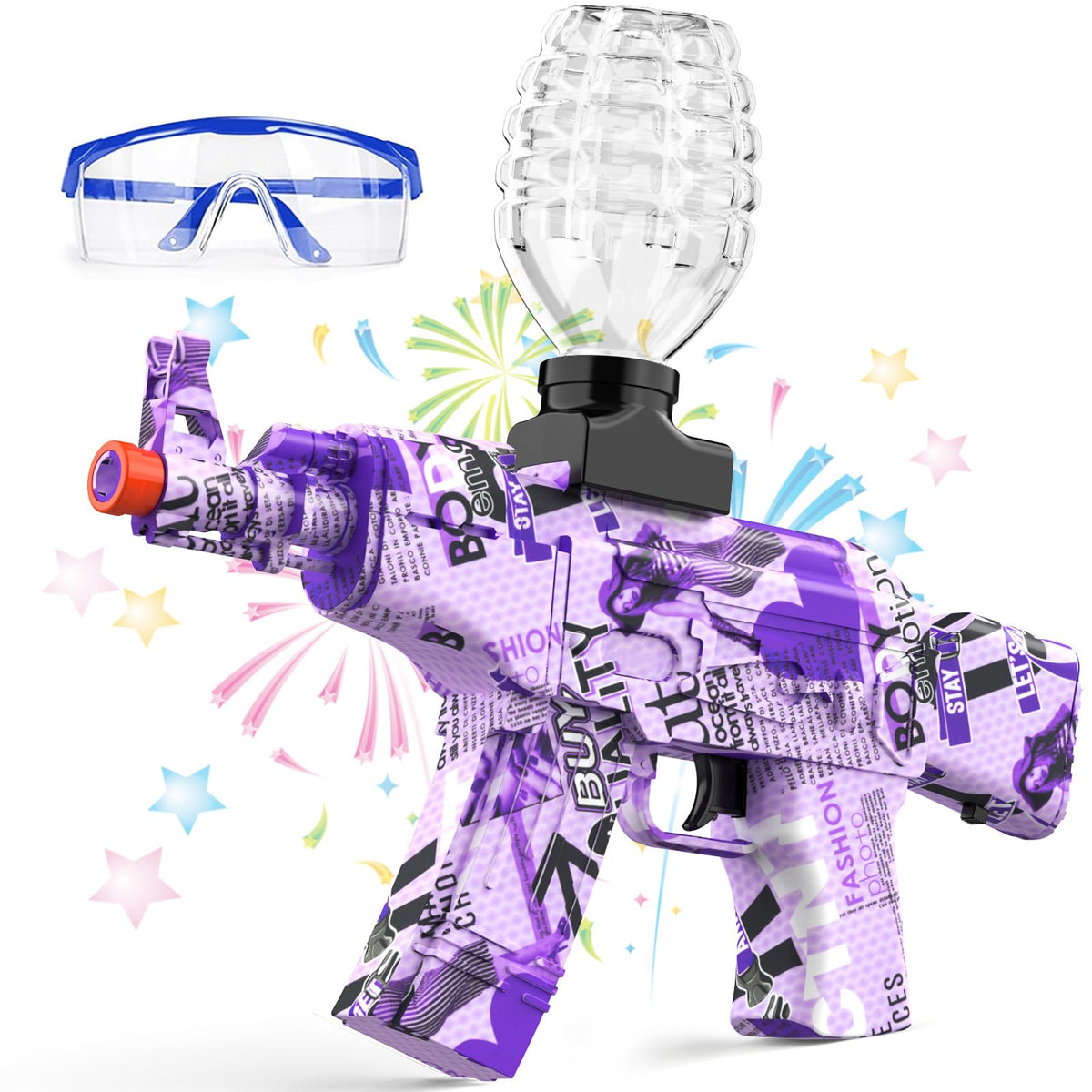 Splat Gun automatic blaster in a backyard setup for fast-paced outdoor battles.