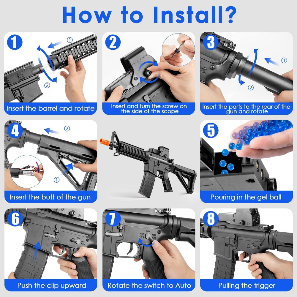 Splat Gun M4A1 electronic sight aids distant target accuracy.