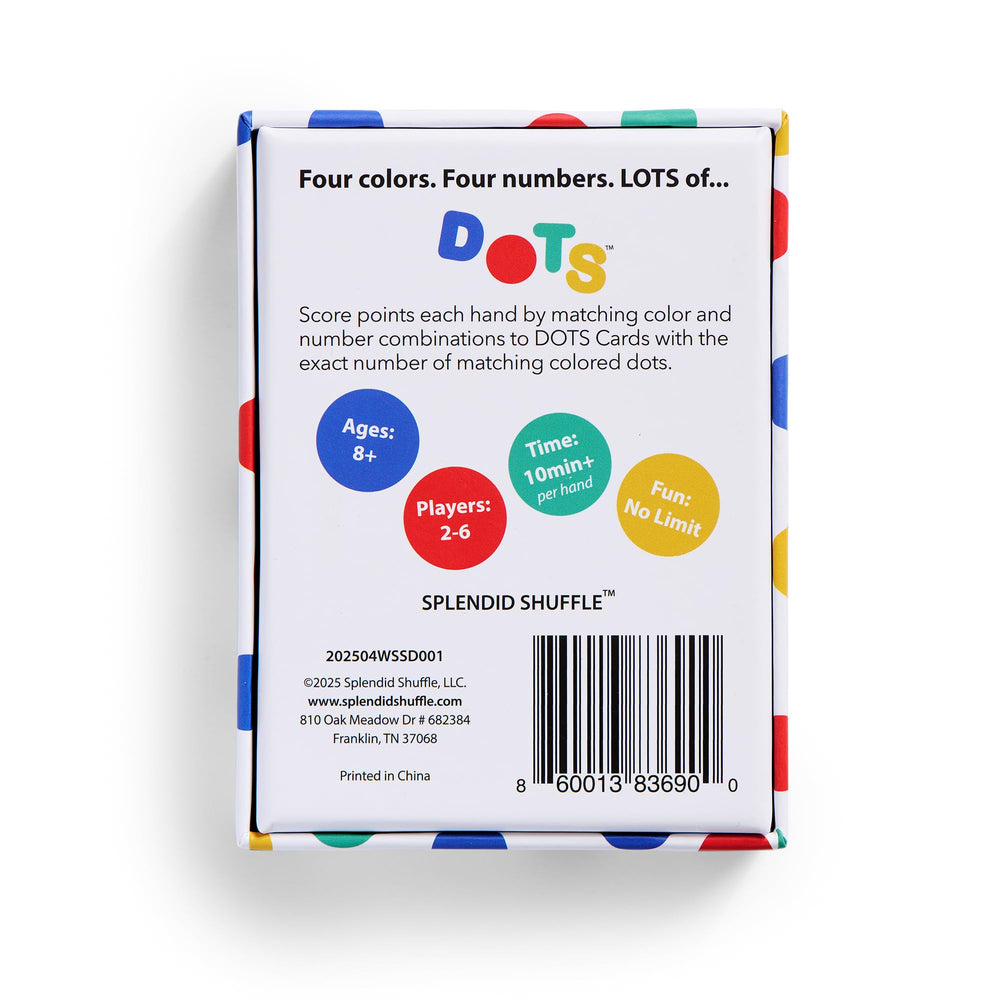 SPLENDID SHUFFLE DOTS compact travel deck is ready for road trips and vacations.