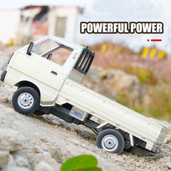 Spobot HJ110 RC drift pickup side view highlighting large-angle steering.