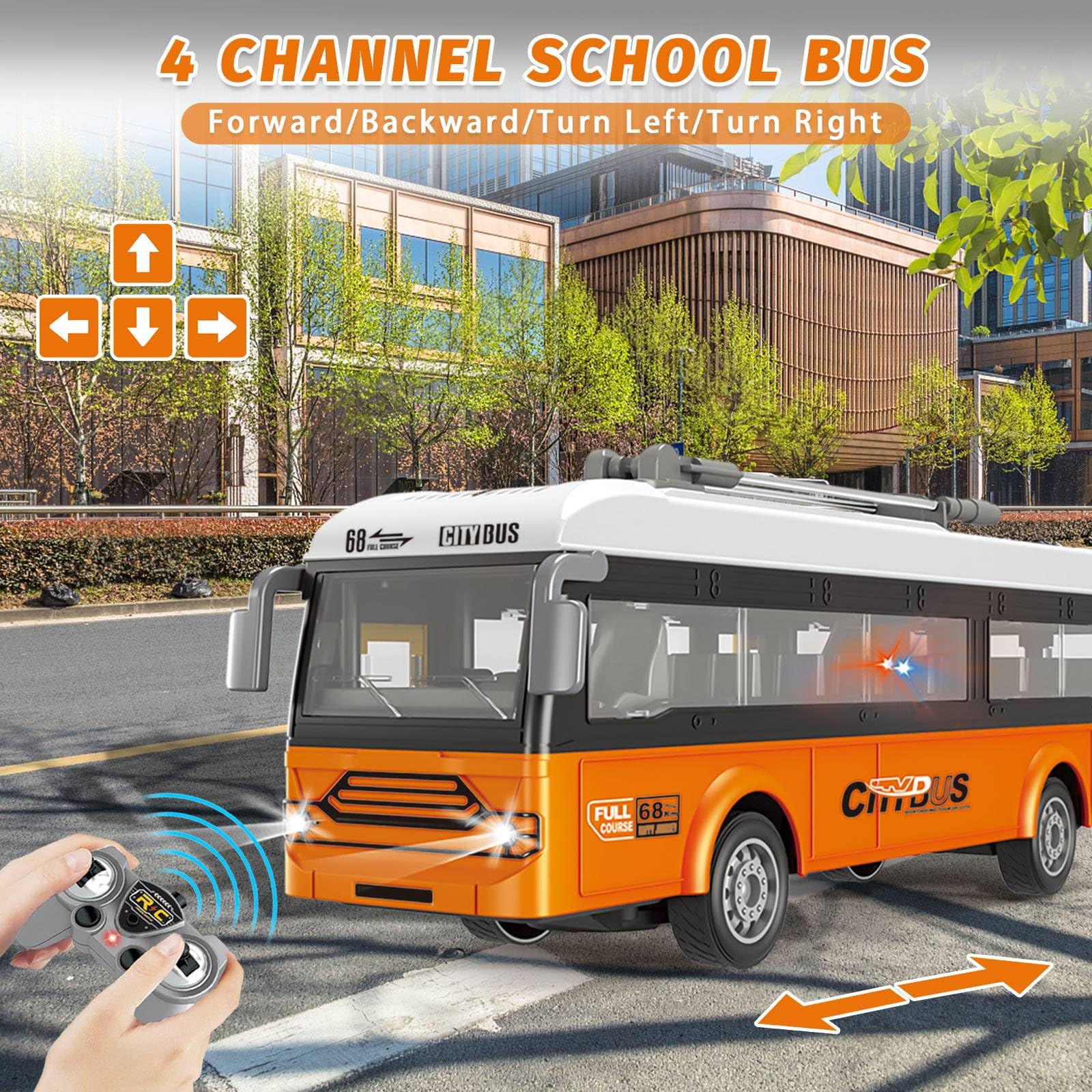 Spobot remote control bus interior reveals detailed cabin lighting for realistic play