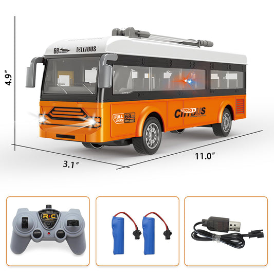 Spobot remote control bus side view highlights smooth steering and kid friendly design
