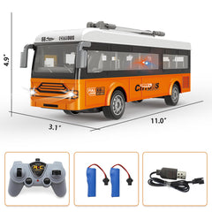 Spobot remote control bus side view highlights smooth steering and kid friendly design