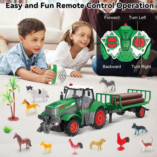 Spobot tractor and trailer for versatile farm layout play