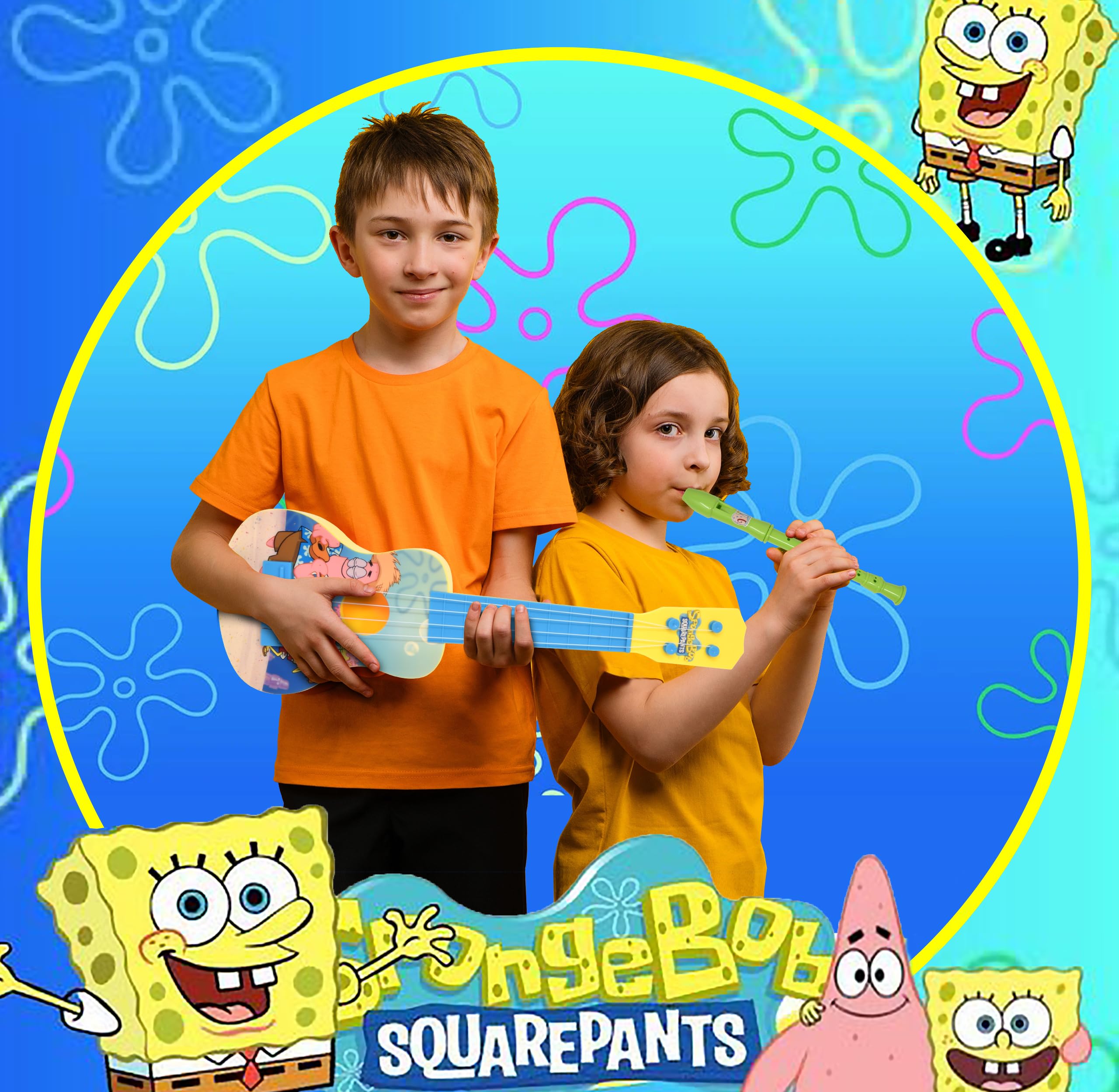 Child playing with SpongeBob SquarePants set supports cognitive and motor skill development.