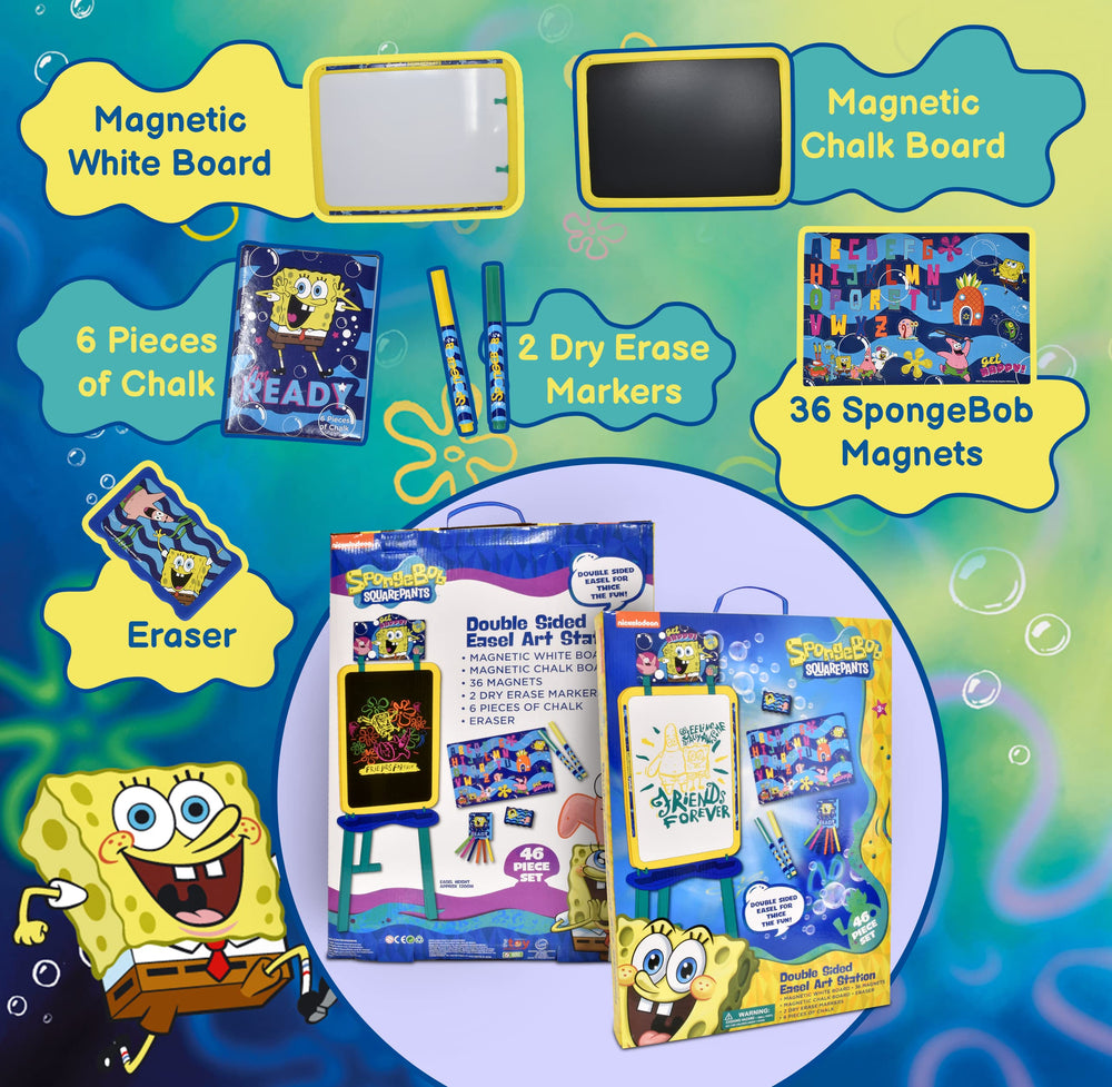 SpongeBob SquarePants art easel chalkboard surface for traditional drawing