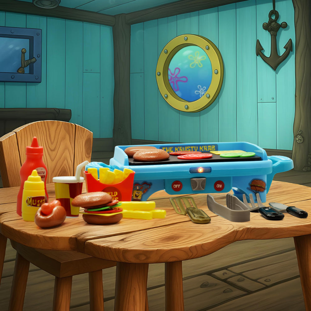 SpongeBob SquarePants lights and sounds enhance outdoor pretend cookouts.