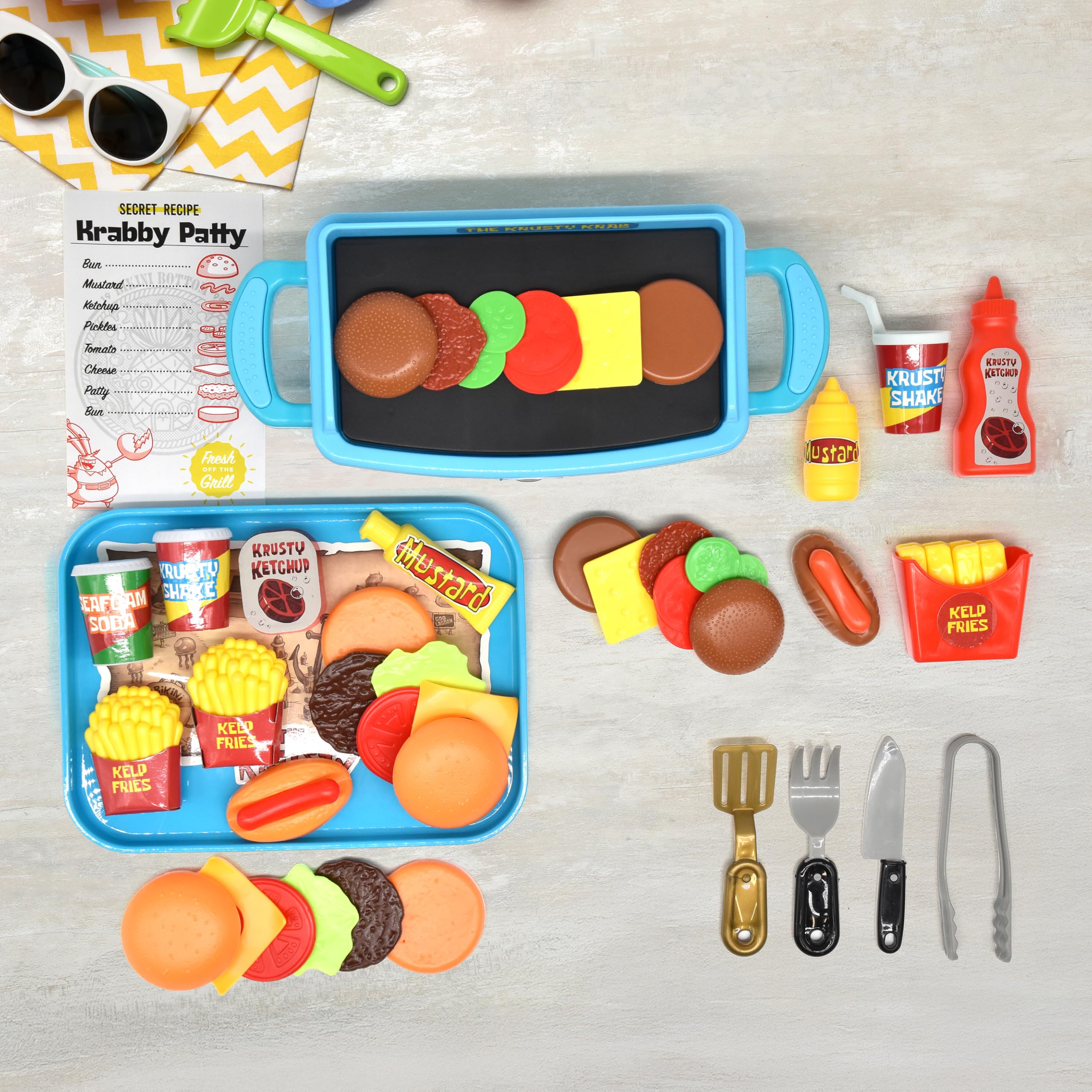 SpongeBob SquarePants shake and condiments enhance pretend dining.