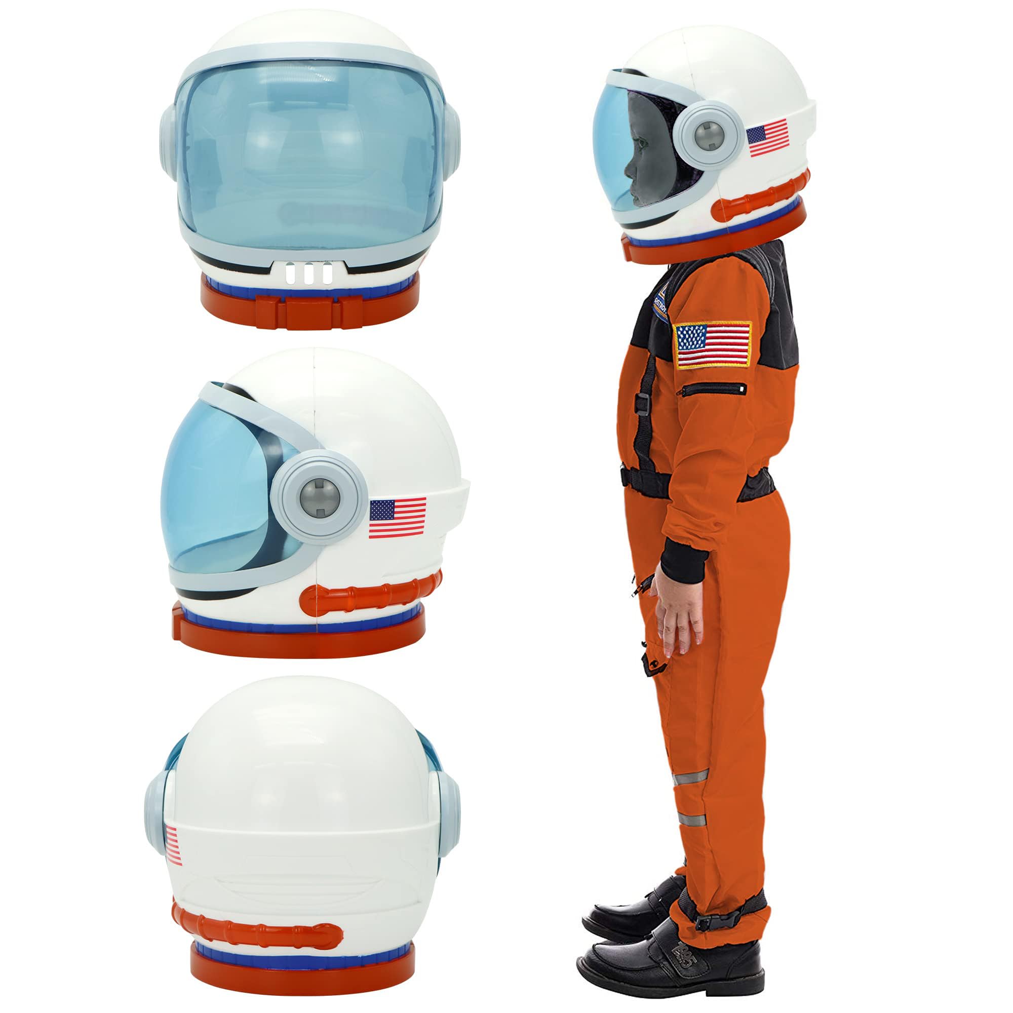 Detail shows USA flag and logo for authentic space-themed styling