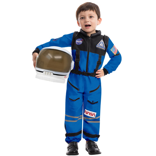 Spooktacular Creations blue astronaut costume with helmet for imaginative play and costume parties.