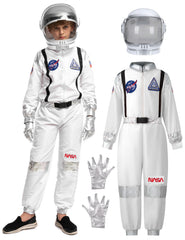 Spooktacular Creations astronaut jumpsuit with white fabric and silver stripes for imaginative play