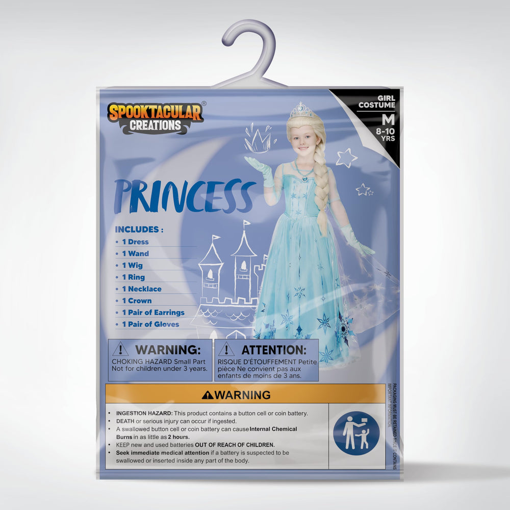 Spooktacular Creations blue gloves and earrings finish the ice princess set
