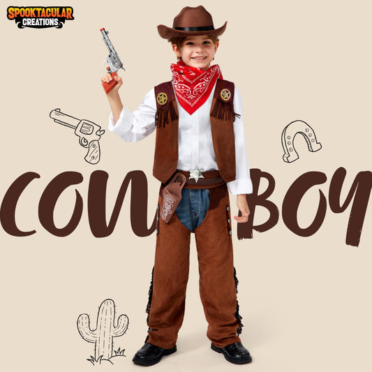 Spooktacular Creations brown vest adds authentic western flair to toddler dress-up play