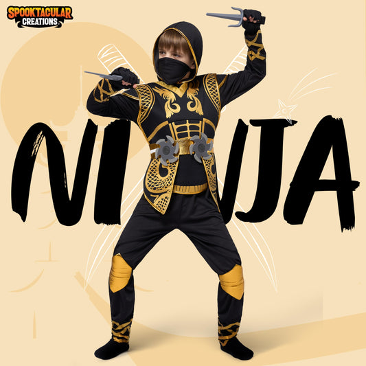 Spooktacular Creations Golden Ninja face mask completes sleek ninja look for events.