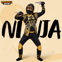 Spooktacular Creations Golden Ninja face mask completes sleek ninja look for events.
