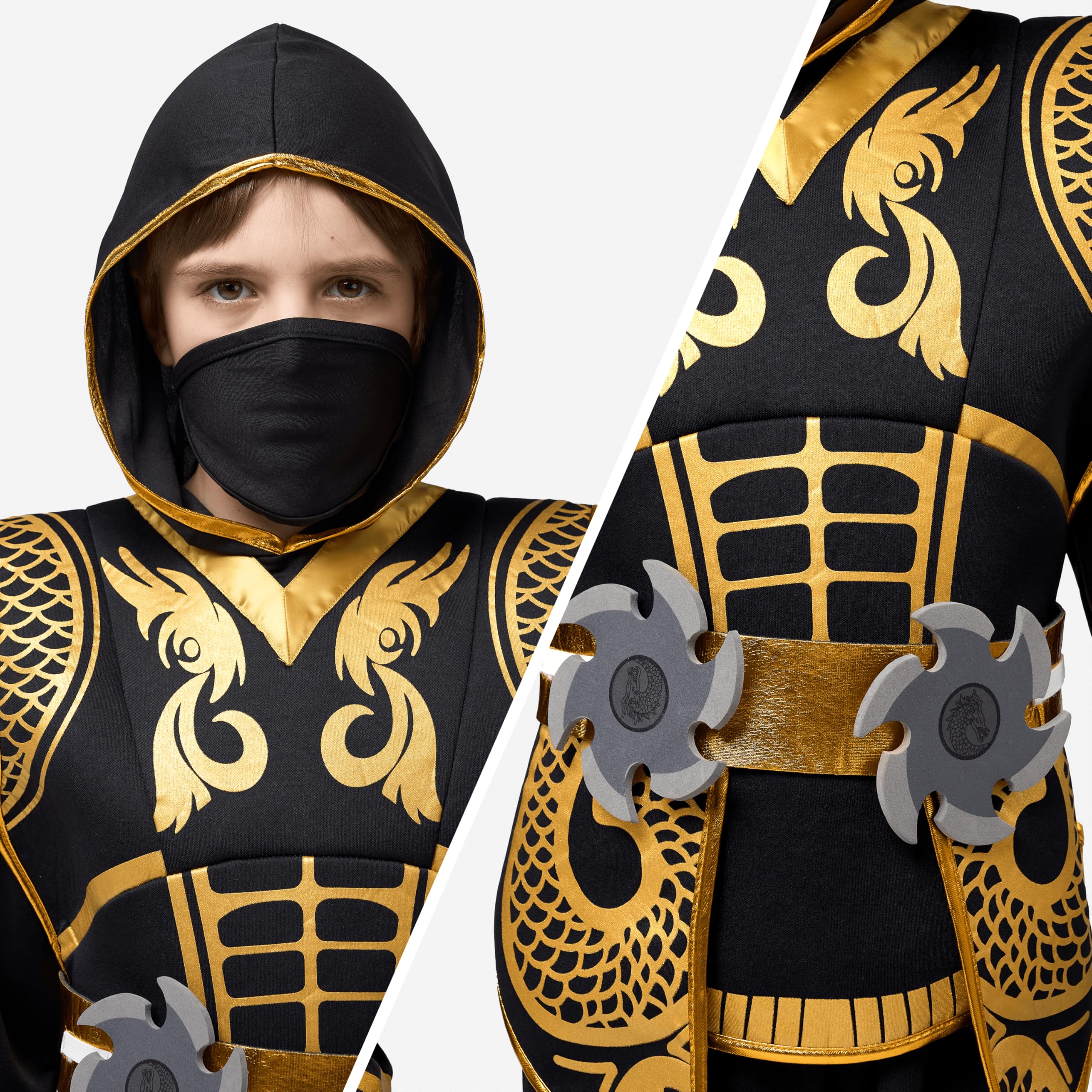 Spooktacular Creations Golden Ninja foam daggers add safe pretend weapons for battles.