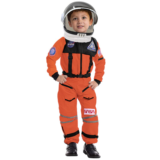 Spooktacular Creations orange astronaut helmet with movable visor enhances imaginative pretend missions