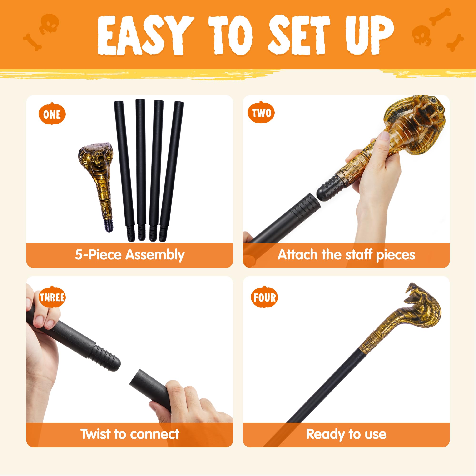 Spooktacular Creations Pharaoh prop cane adds authentic touch to ancient-themed events.