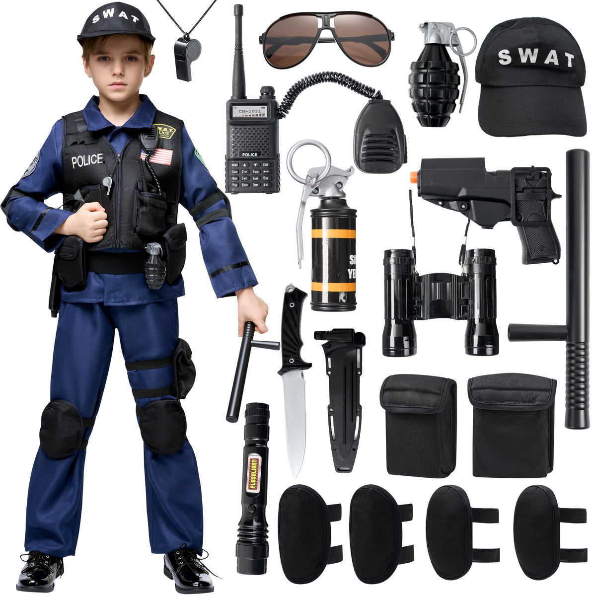Spooktacular Creations Police SWAT vest for kids, durable for Halloween adventures.