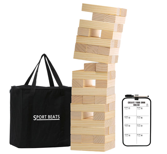 SPORT BEATS 54-block tower game for backyard family fun and friendly competition.
