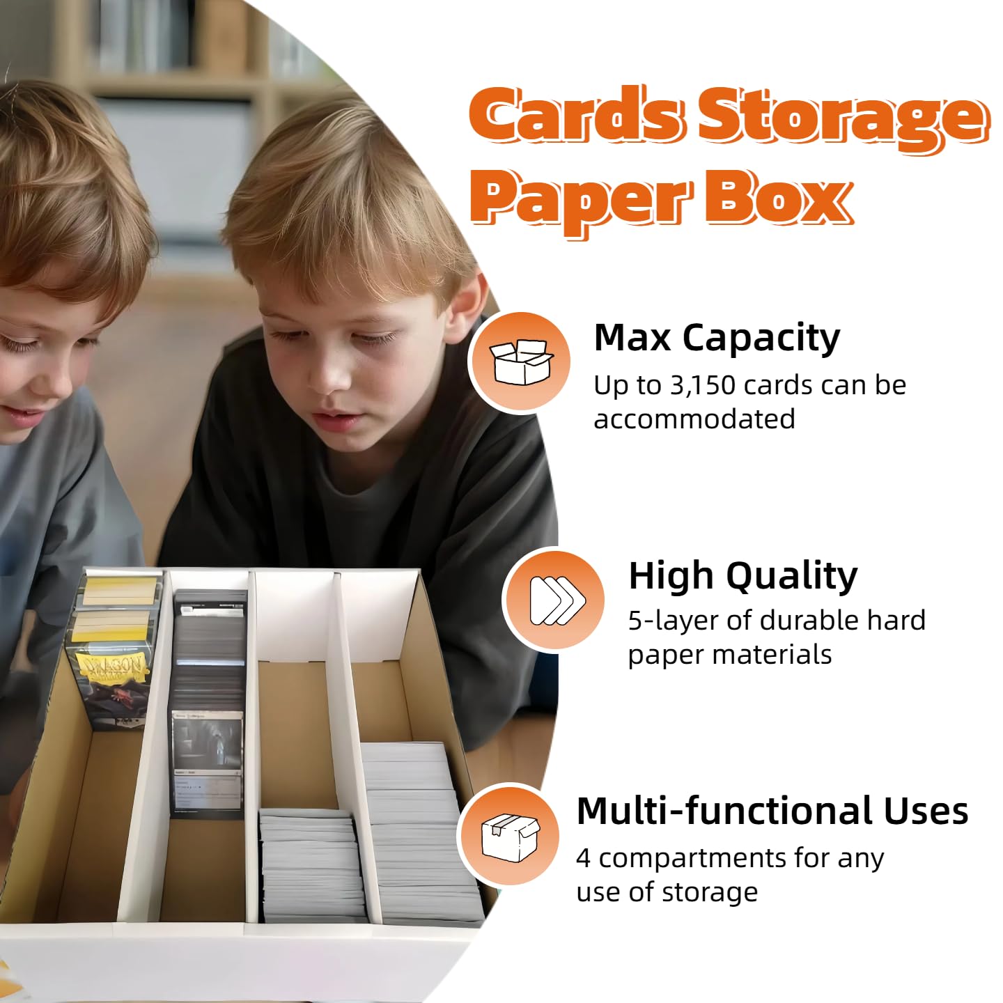 Sports card storage durable white corrugated paper construction