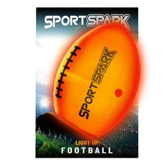 SportSpark light-up football glows for night play and visibility.