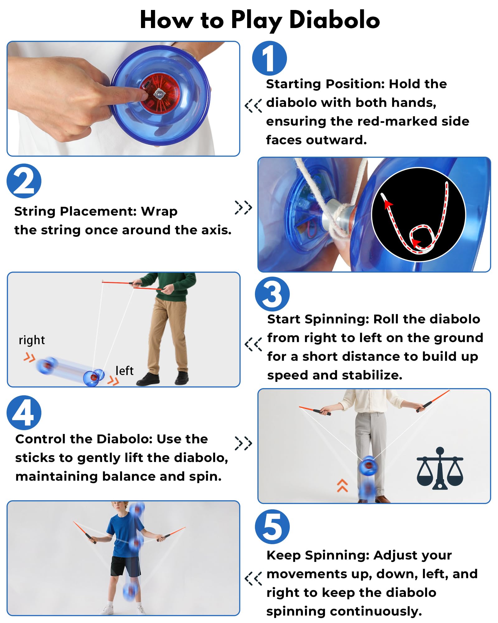 SPORTY PLAY Plastic Hand Sticks with ergonomic grip for comfortable juggling.