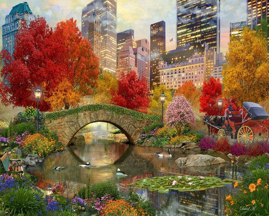 Springbok Central Park Paradise puzzle cover art for family puzzle time.