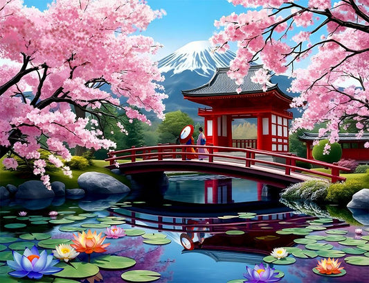 Springbok Haru in Japan: cherry blossoms scene for mindful relaxation and visual delight.