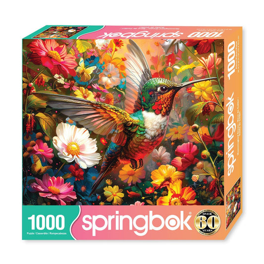 Springbok Hummingbird Dream flowers and butterflies scene inspires mindful, soothing puzzle play.