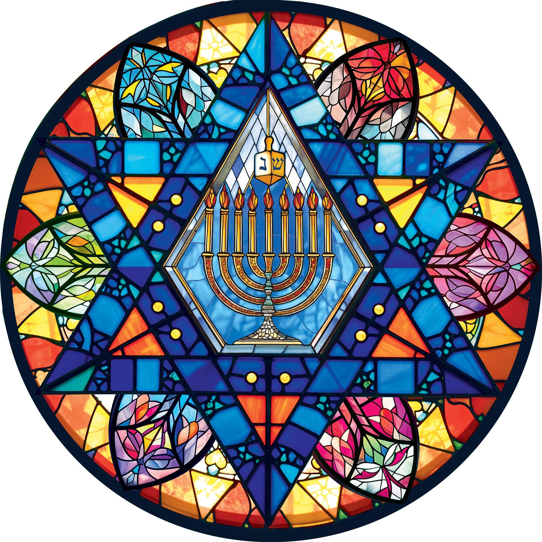 Springbok stained-glass Star of David puzzle for adults with vivid colors.