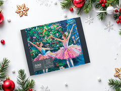Close-up of puzzle pieces in the Sugar Plum Fairies set for precise assembly