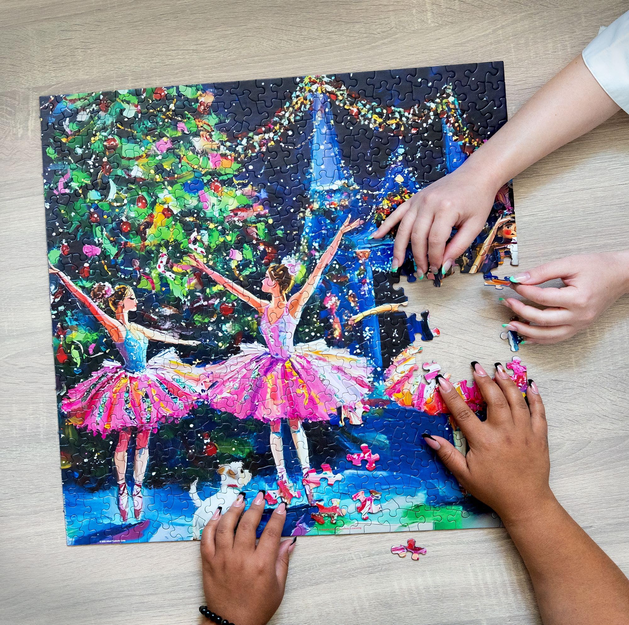 Puppy watching the Sugar Plum Fairies puzzle adds kid-friendly appeal