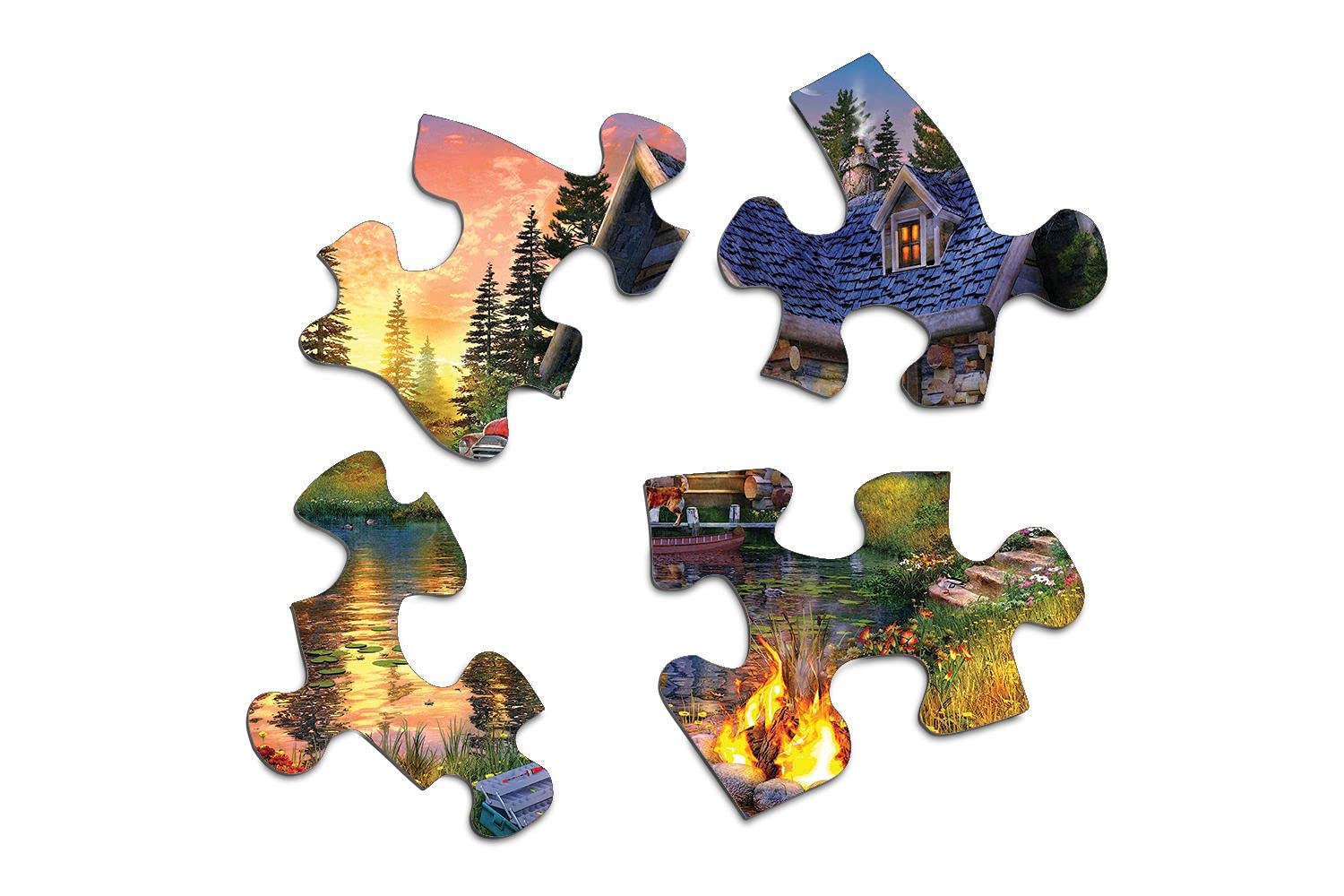 Springbok Sun Kissed Cabin fishing dock: inviting lakeside setting for mindful puzzles