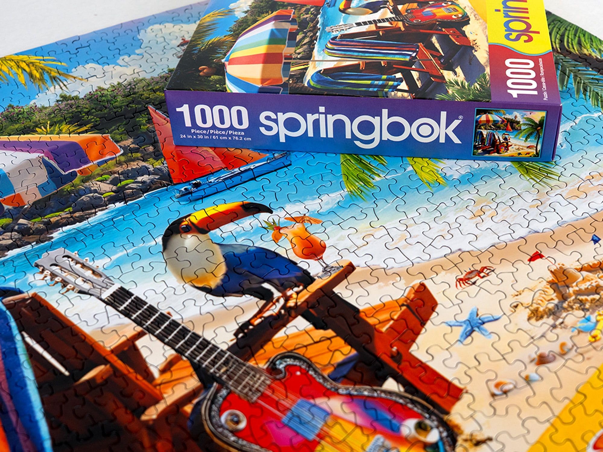 Springbok Tropical Paradise puzzle showcases swaying palm trees, delivering tropical vibes for a calming challenge.
