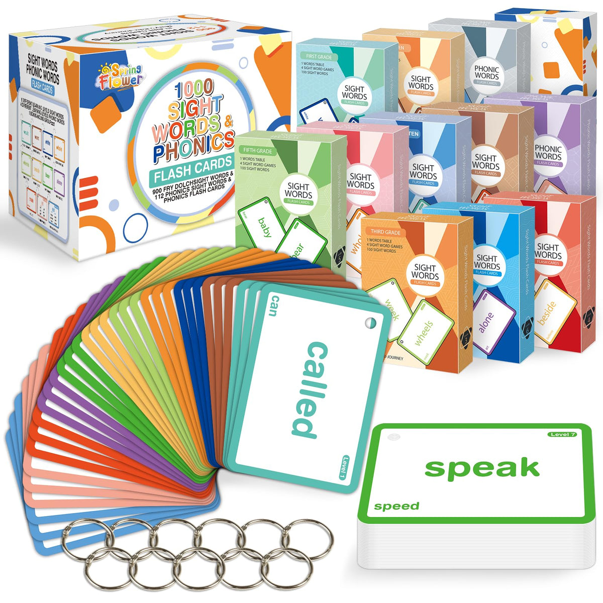 SpringFlower 1012 sight words flash cards cover image for daily reading practice