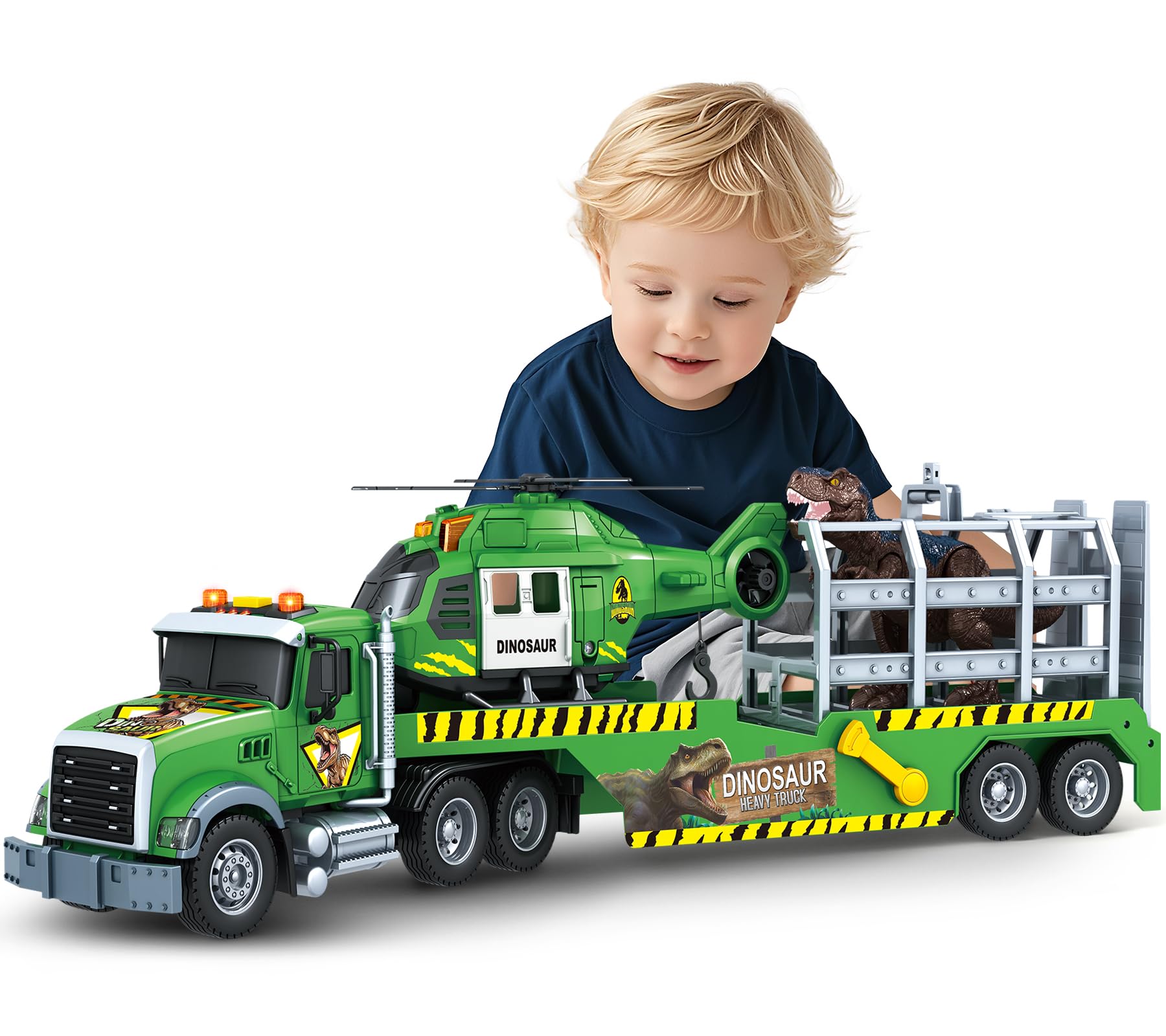 SpringFlower Carrier Dino Truck 24in showing length and hauling action for kids