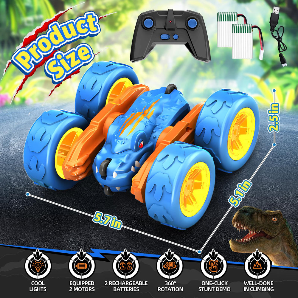 SpringFlower RC car LED lights illuminate action during low-light play.