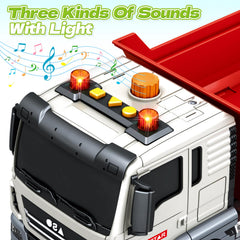SpringFlower dump truck with sound and lights enhances interactive sandbox adventures.