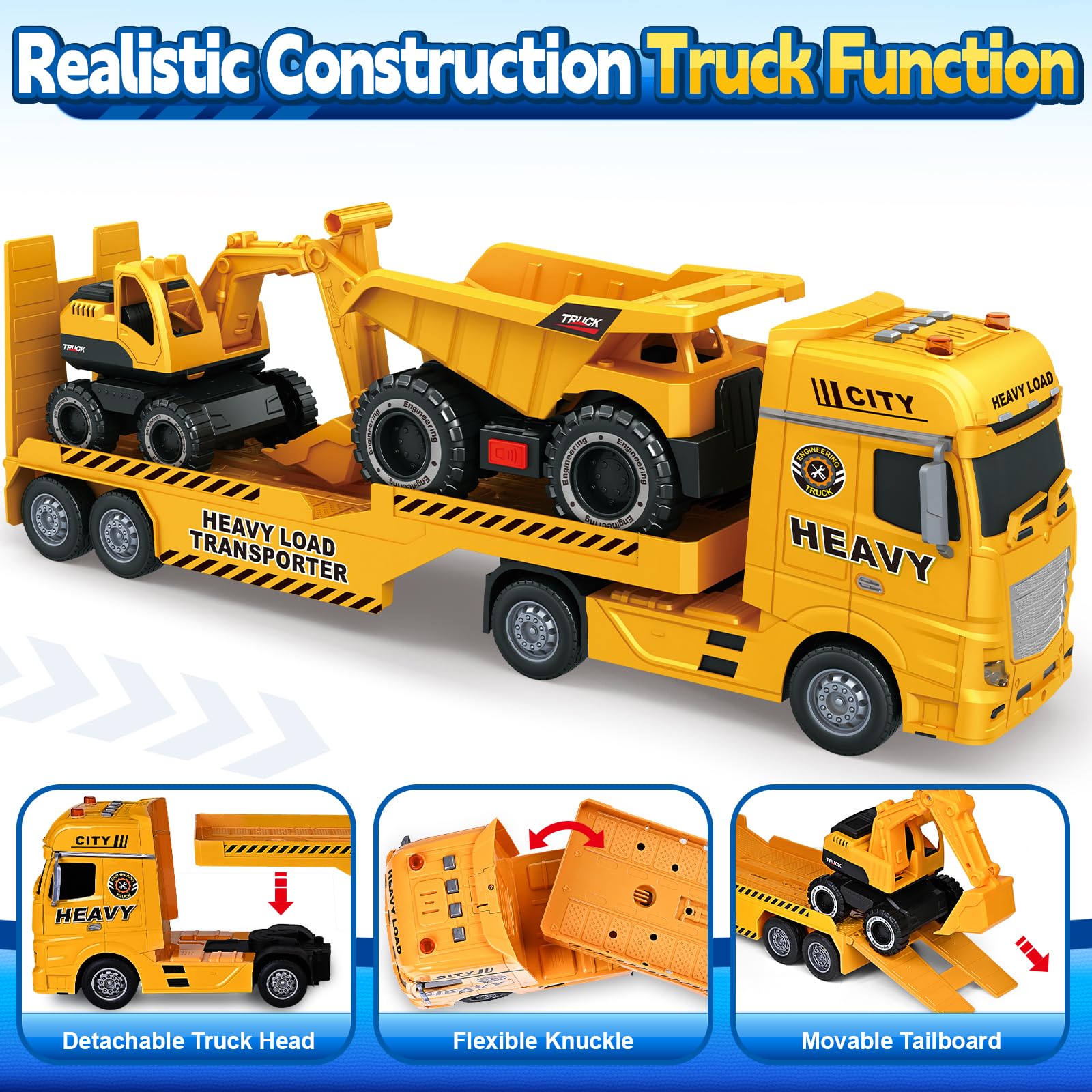 SpringFlower excavator arm rotating 360° for interactive digging play.