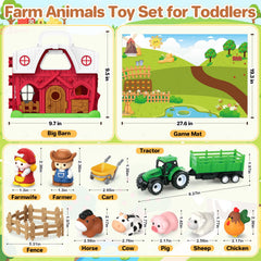 SpringFlower farm animals set with chicken, horse, sheep, pig, and cow for pretend farming.