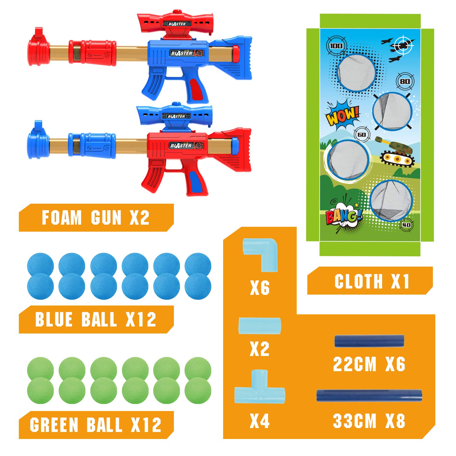 SpringFlower 24 foam balls provide bright, soft targets for friendly competition.