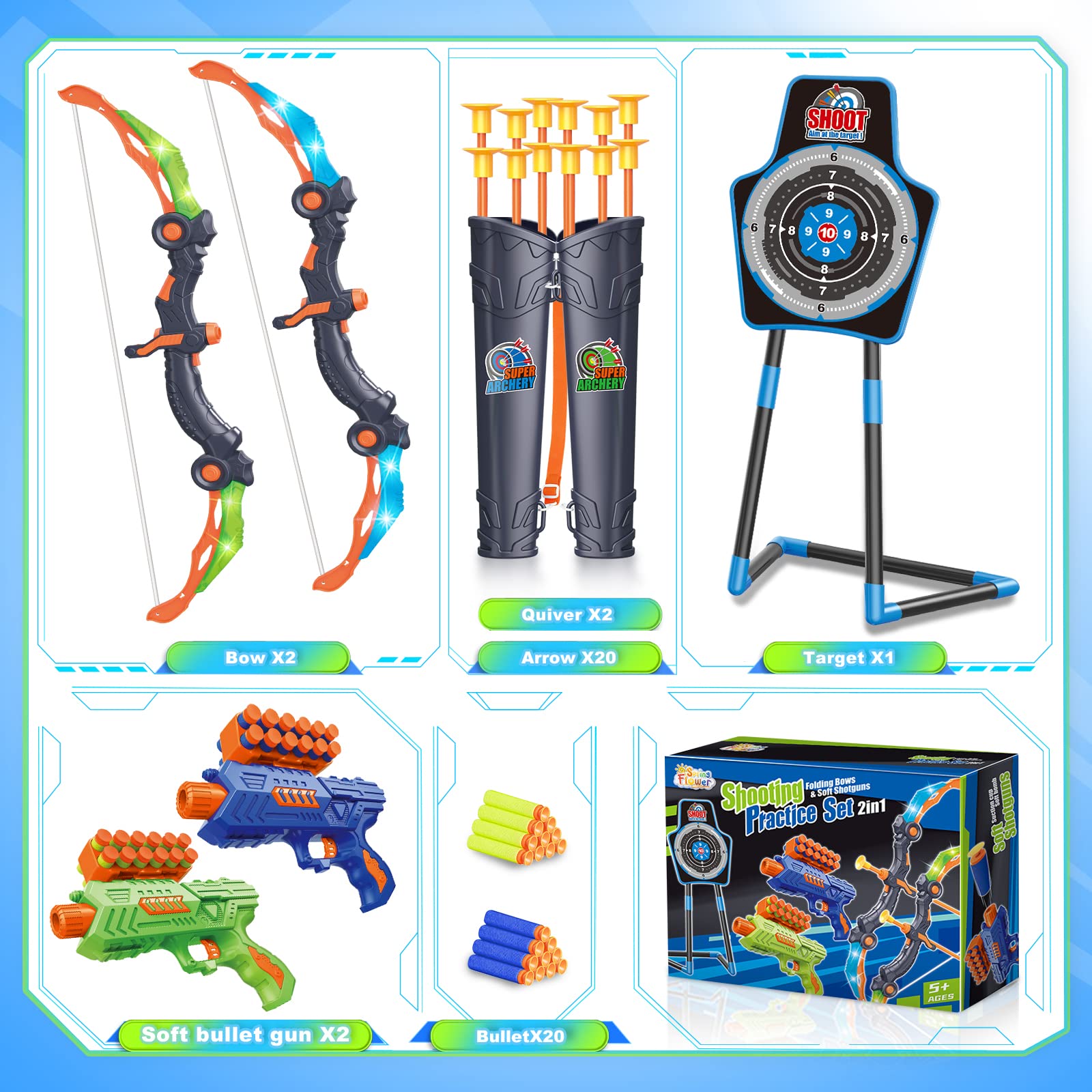 SpringFlower foam dart guns deliver safe, lightweight play for kids aged 5 and up.