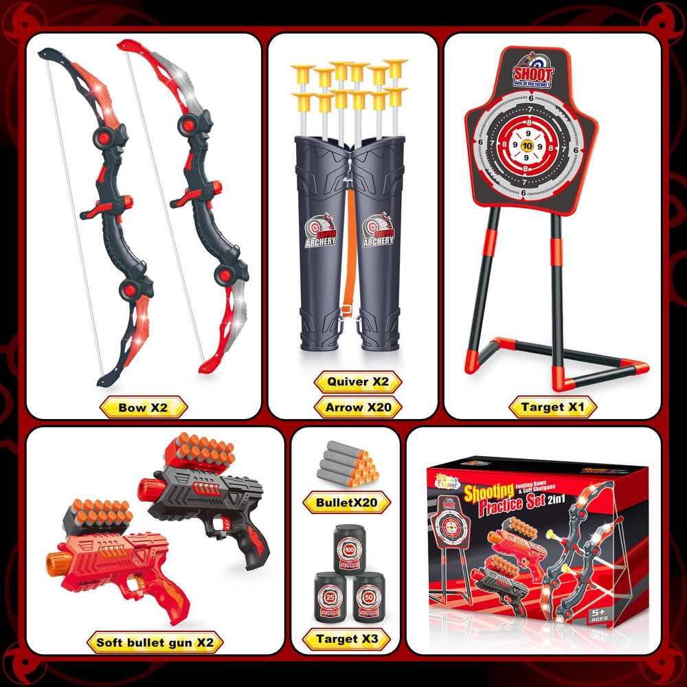 SpringFlower foam dart guns for safe indoor play.