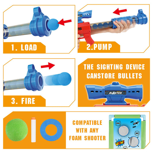 SpringFlower foam popper guns fire safely with air power for portable fun.
