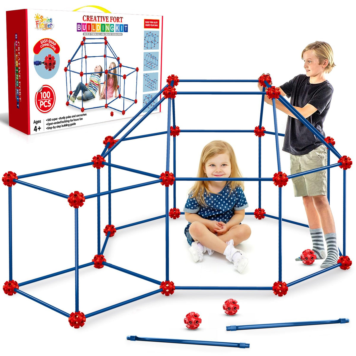 SpringFlower fort-building-kit 100 pieces ready for quick, imaginative builds