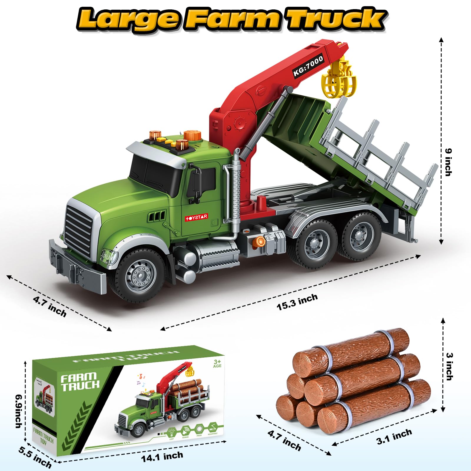 SpringFlower truck toy features opening guardrails for realistic loading and unloading practice.