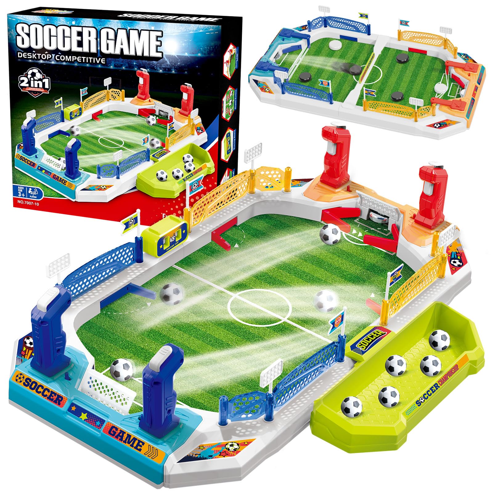 SpringFlower mini foosball table front view for kids' playtime