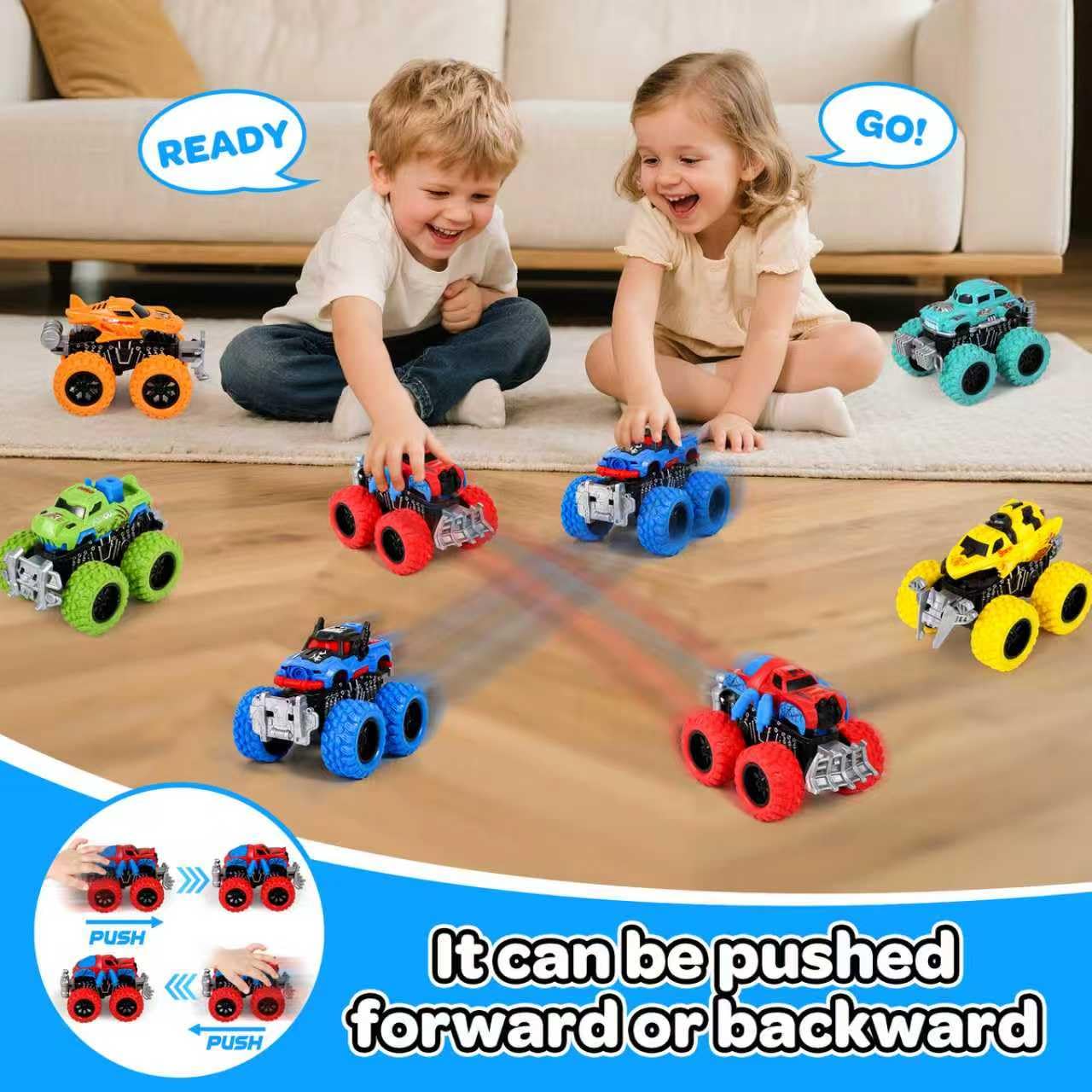 SpringFlower monster truck green rear view invites race-style play on surfaces