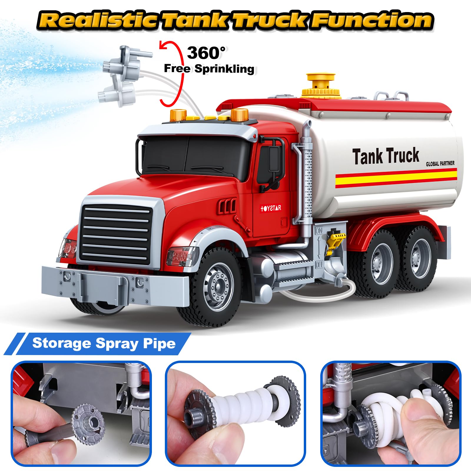 SpringFlower oil tanker truck with water spray adds interactive fun.